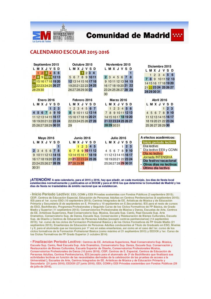 Calendario 2015-2016