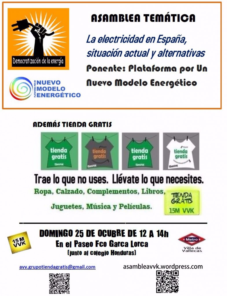 asamblea 15M y tienda gratis